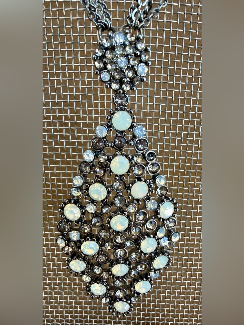 Simply Vera Wang_Gunmetal Finish_Crystal Teardrop Pendant Necklace